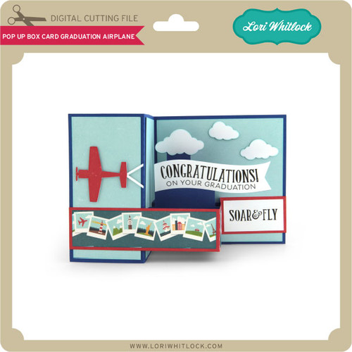 Download Pop Up Box Card Graduation Airplane - Lori Whitlock's SVG Shop